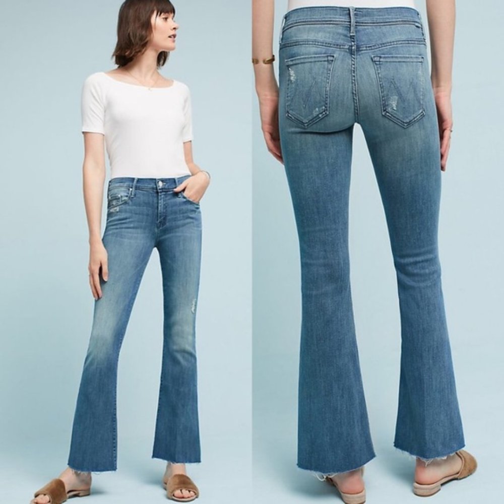 MOTHER The Weekender Fray Flared Jeans Size 28